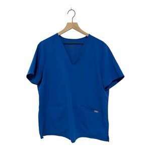 FIGS Technical Collection Scrub Top XL Blue, Two-Pocket V-Neck (FW1100)